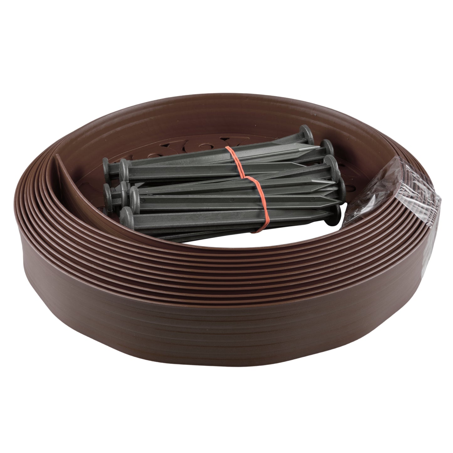 Brown Curved Lawn Edging Set with Pegs, 60mm Height
