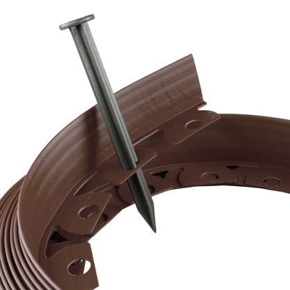 Brown Curved Lawn Edging Set with Pegs, 60mm Height