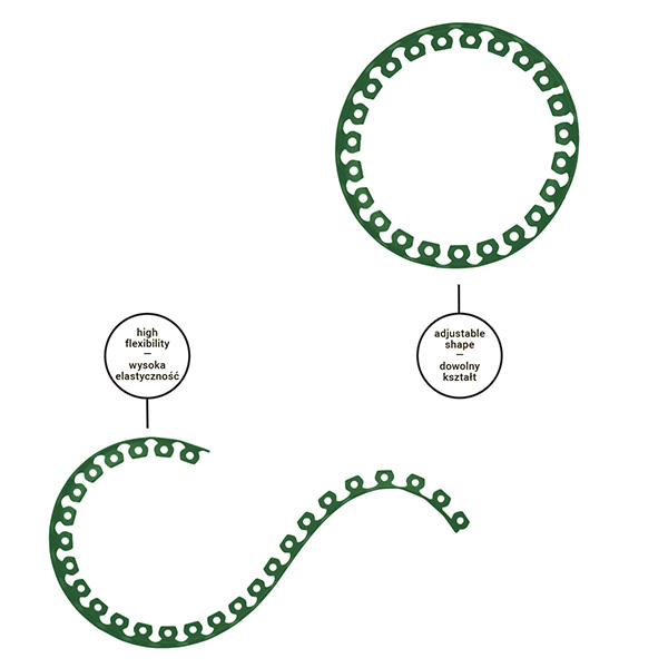 Green Curved Lawn Edging Set with Pegs, 50mm Height
