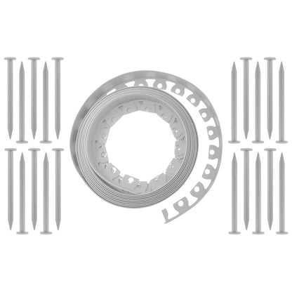 Light Grey Curved Lawn Edging Set with Pegs, 40mm Height