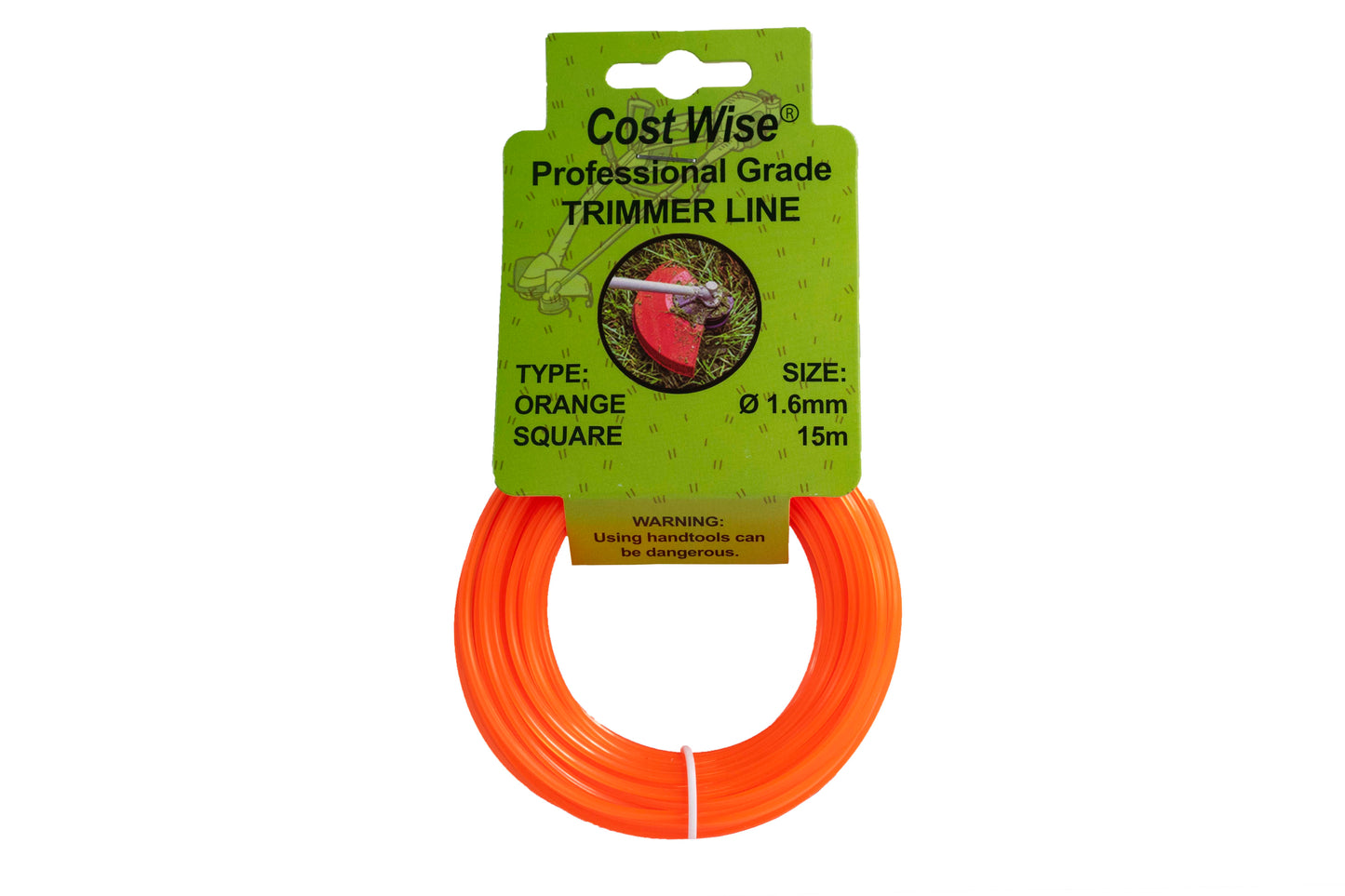 15m Twisted Orange Square Trimmer Line, 1.6mm