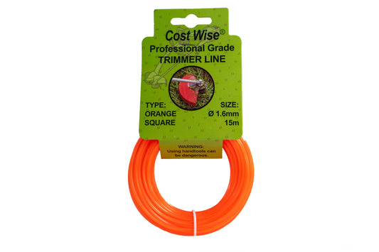 15m Twisted Orange Square Trimmer Line, 1.6mm