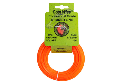15m Twisted Orange Square Trimmer Line, 2mm