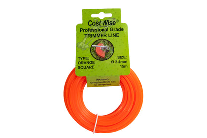 15m Twisted Orange Square Trimmer Line, 2.4mm