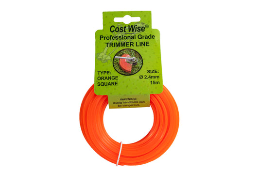 15m Twisted Orange Square Trimmer Line, 2.4mm