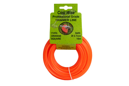 15m Twisted Orange Square Trimmer Line, 2.7mm