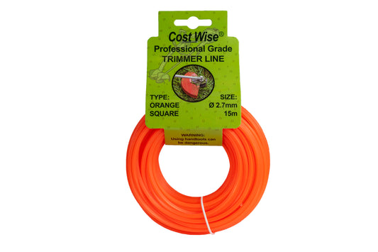 15m Twisted Orange Square Trimmer Line, 2.7mm