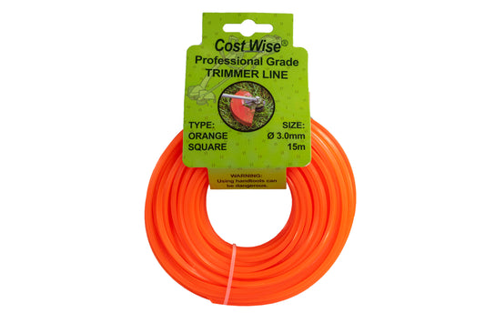 15m Twisted Orange Square Trimmer Line, 3mm