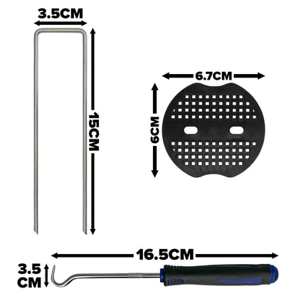 6" Weed Matting Pegs & Securing Washer, Blue Tool