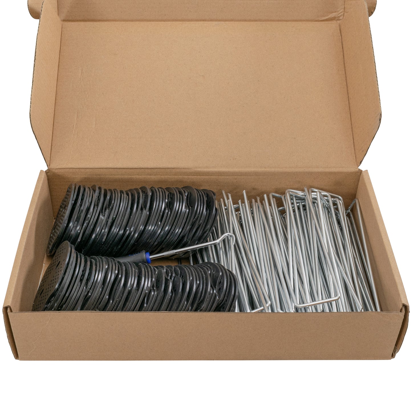 6" Weed Matting Pegs & Securing Washer, Blue Tool