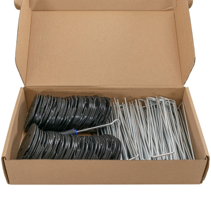 6" Weed Matting Pegs & Securing Washer, Blue Tool