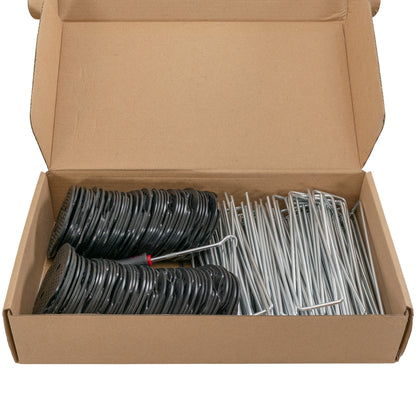 6" Weed Matting Pegs & Securing Washer, Red Tool