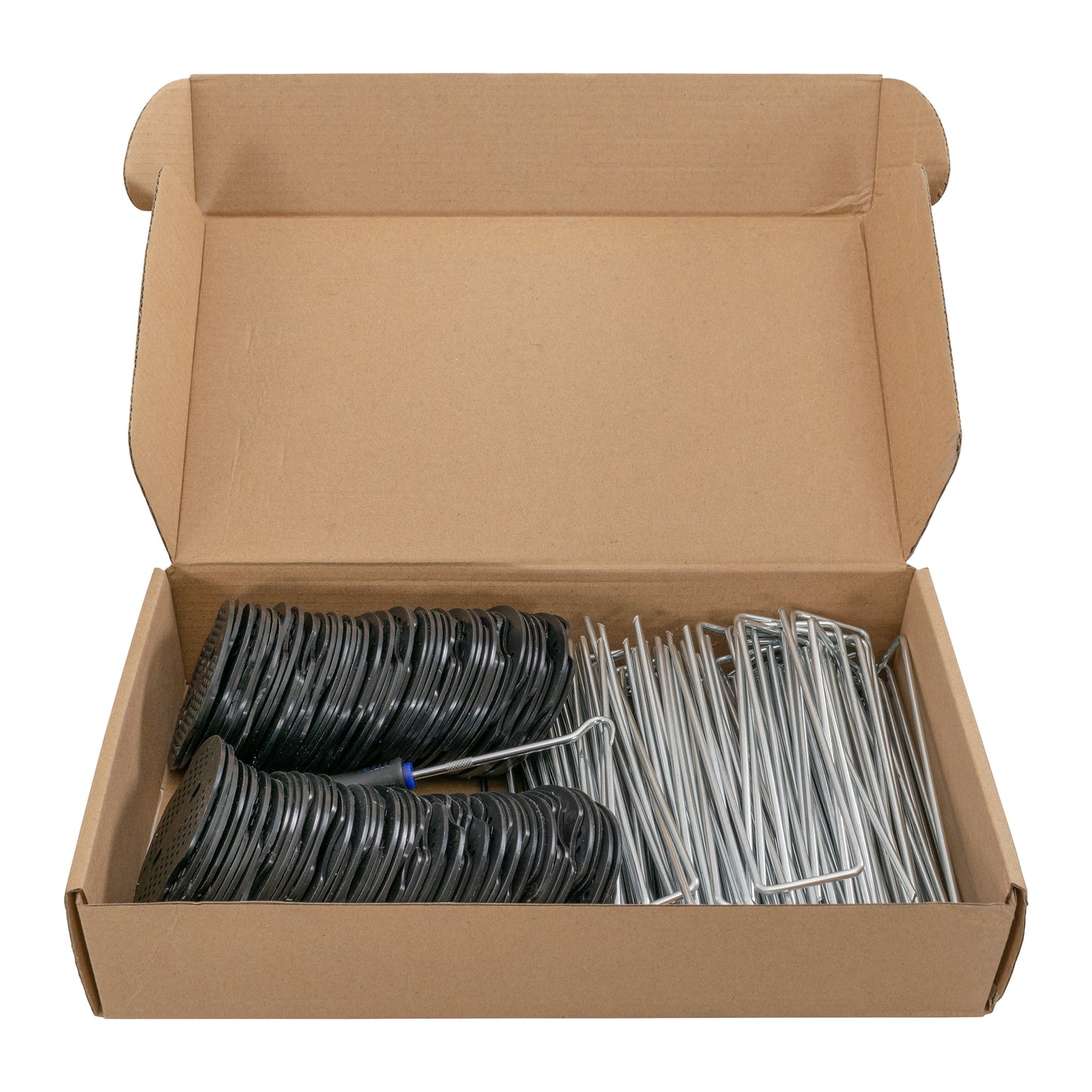 6" Weed Matting Pegs & Securing Washer, Blue Tool