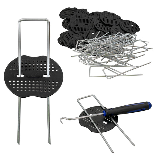 6" Weed Matting Pegs & Securing Washer, Blue Tool