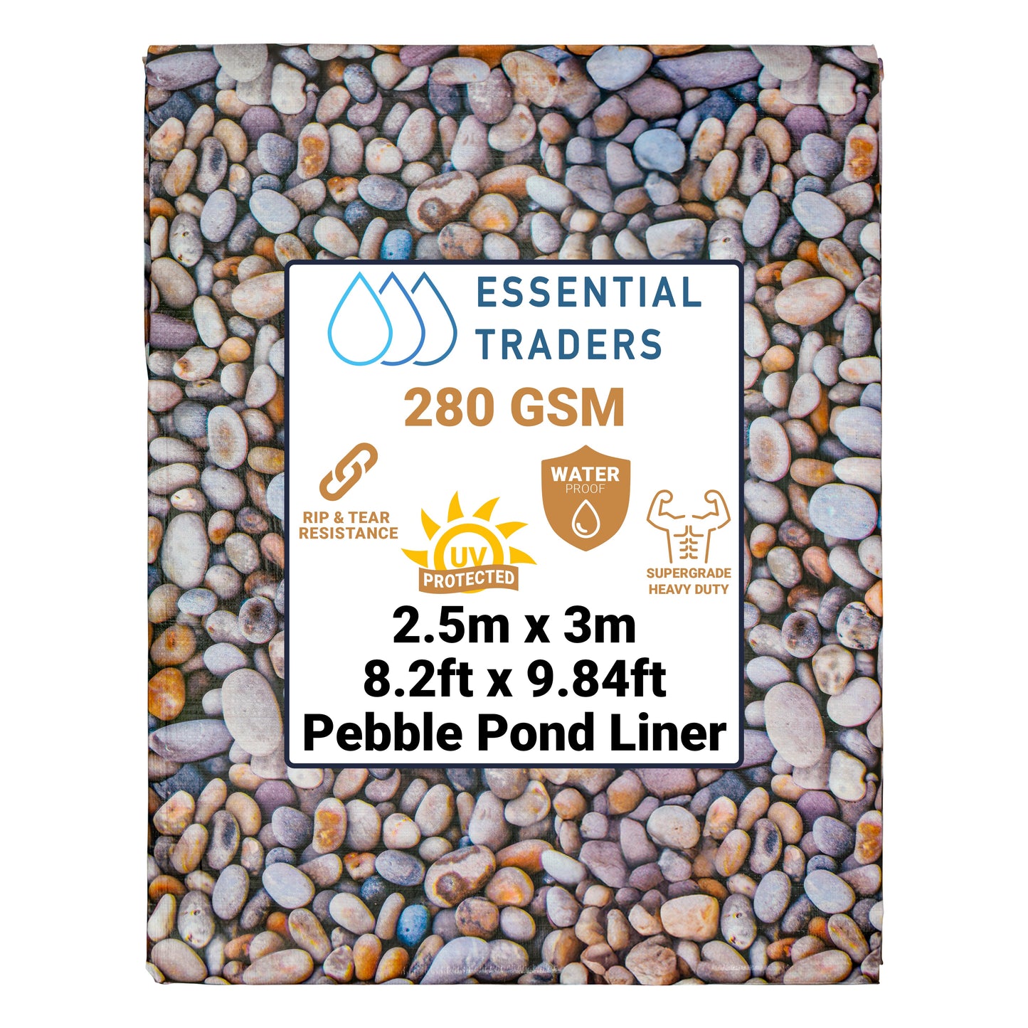 2.5m x 3m Pebble Pattern Pond Liner, XL-Grade 280 GSM