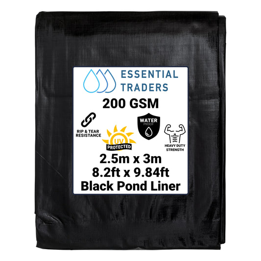 2.5m x 3m Black Pond Liner, L-Grade 200 GSM