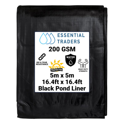5m x 5m Black Pond Liner, L-Grade 200 GSM