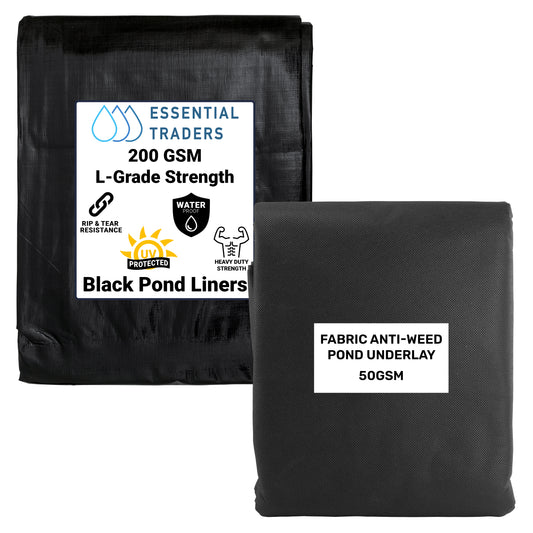 Black Pond Liners with Underlay, L-Grade 200 GSM