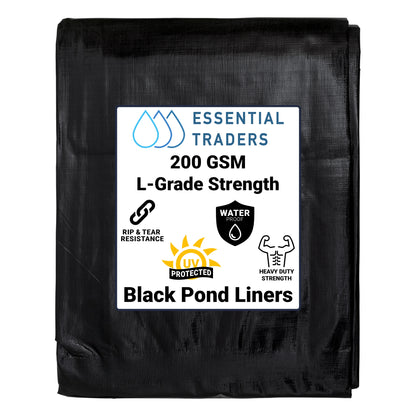 Black Pond Liners with Underlay, L-Grade 200 GSM