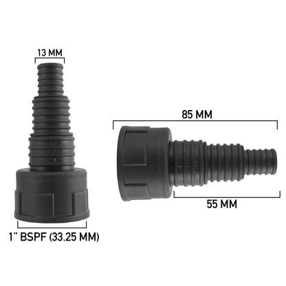 Stepped Barbed Connector for 13mm/ 20mm/ 25mm Hose, 1" BSPF
