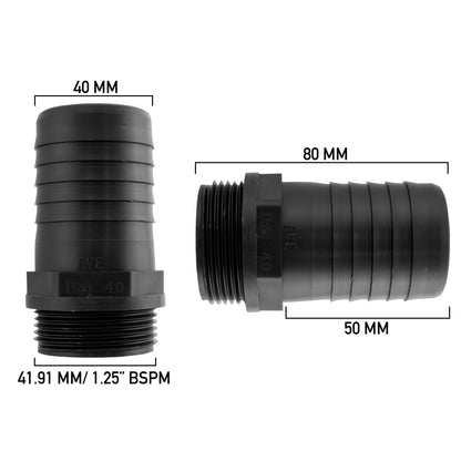 40mm Barbed Adapter with 1.25" BSP Male Thread