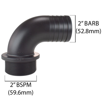 50mm Barbed Elbow with 2" BSP Male Thread