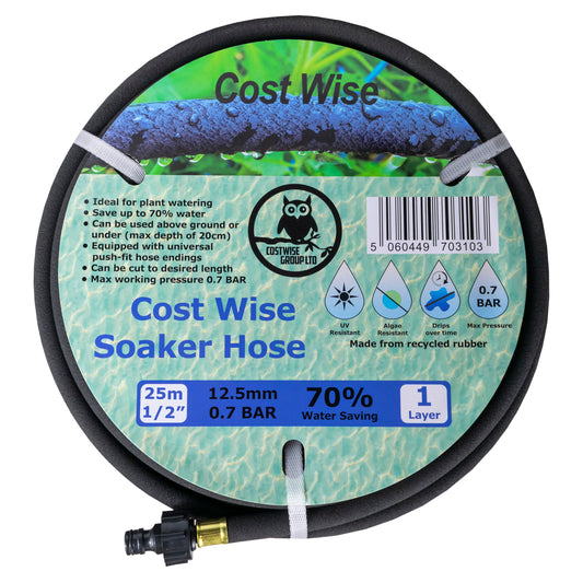 Porous Pipe Soaker Hose with Fitted Connectors - 25m