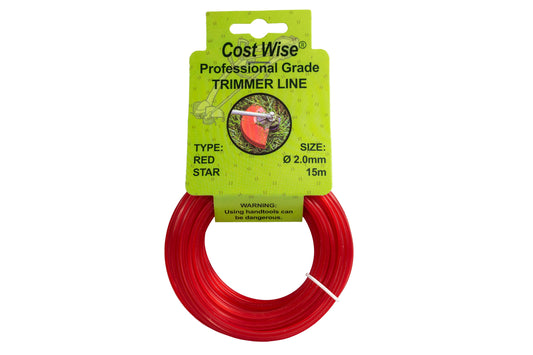 15m Twisted Red Star Trimmer Line, 2mm