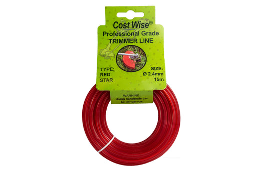 15m Twisted Red Star Trimmer Line, 2.4mm