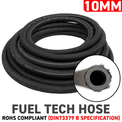 10mm Braided Jacket Rubber Fuel Hose, DIN 73379 (B)