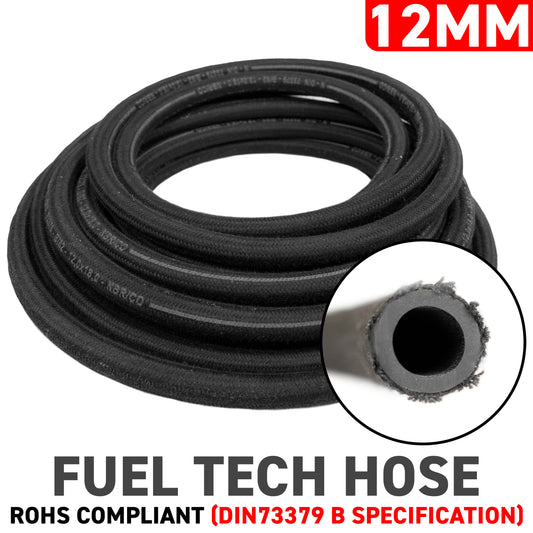 12mm Braided Jacket Rubber Fuel Hose, DIN 73379 (B)