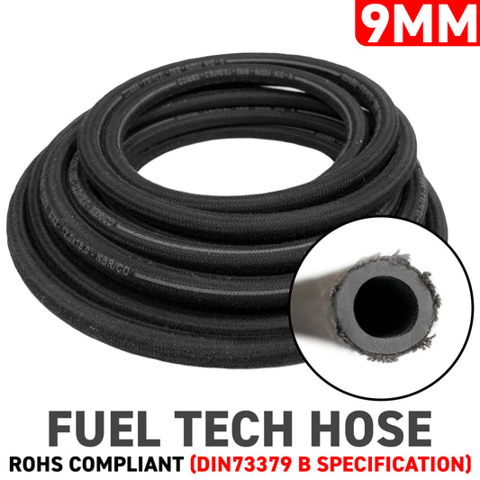 9mm Braided Jacket Rubber Fuel Hose, DIN 73379 (B)