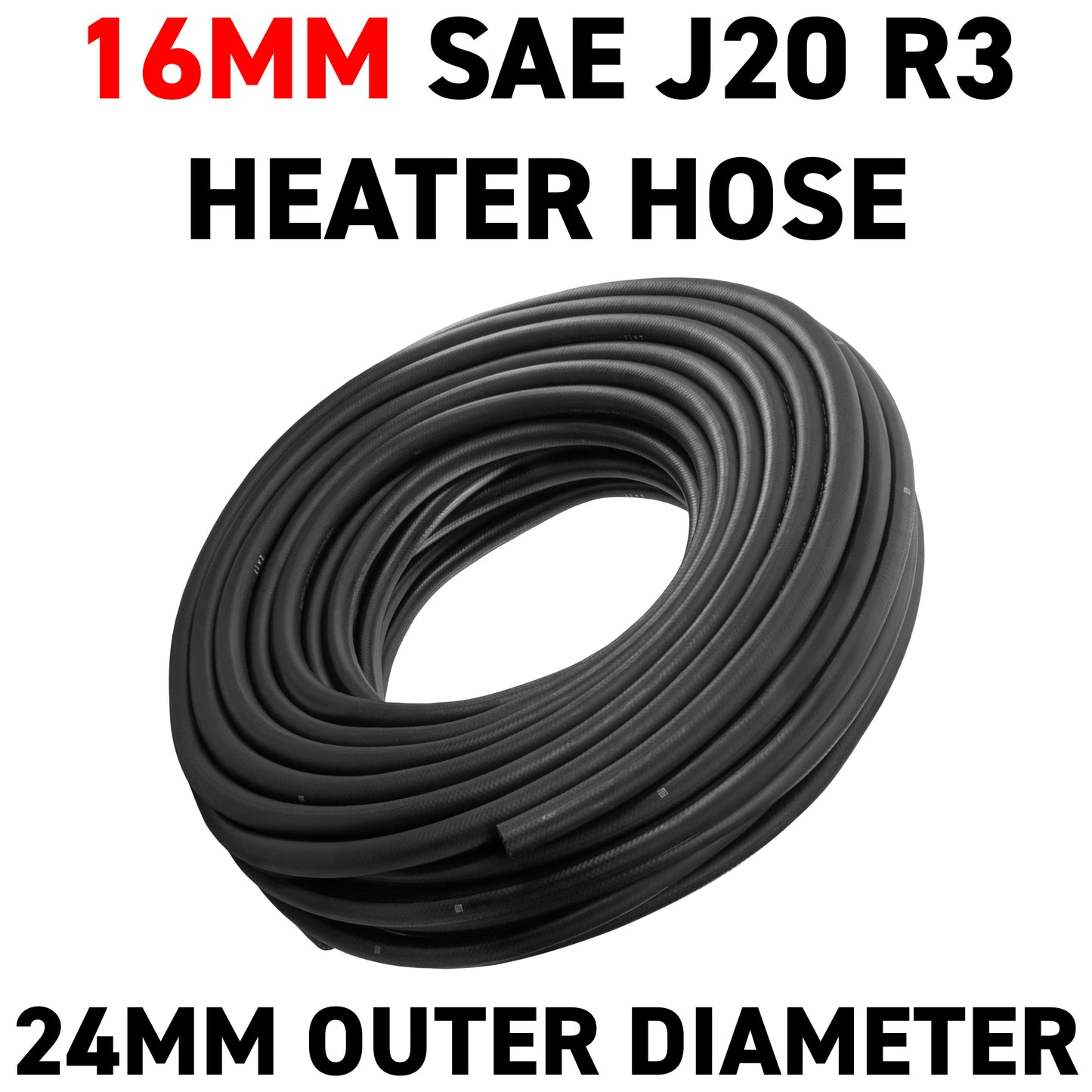 16mm Braided Rubber Heater Hose, SAE J20 R3