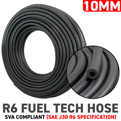 10mm Braided Rubber Fuel Hose, SAE J30 R6