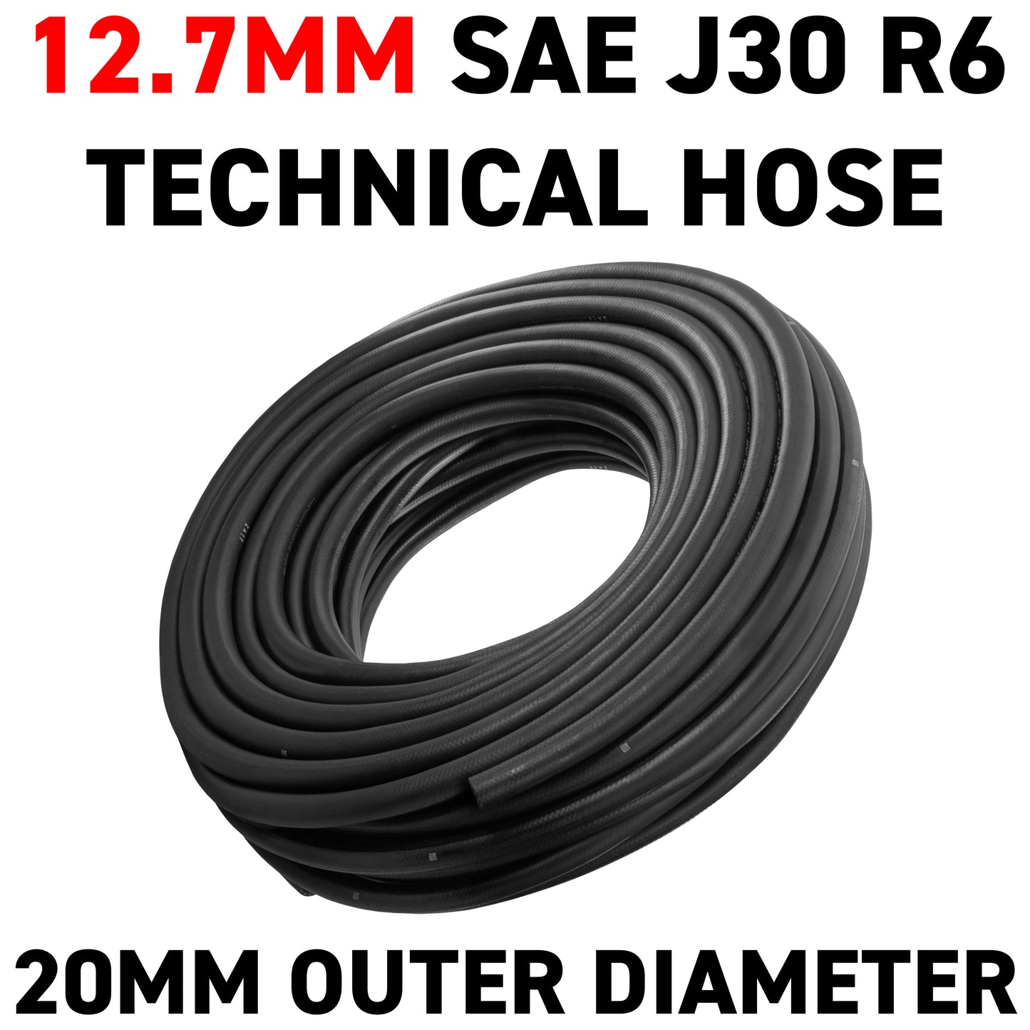 12.7mm Braided Rubber Fuel Hose, SAE J30 R6