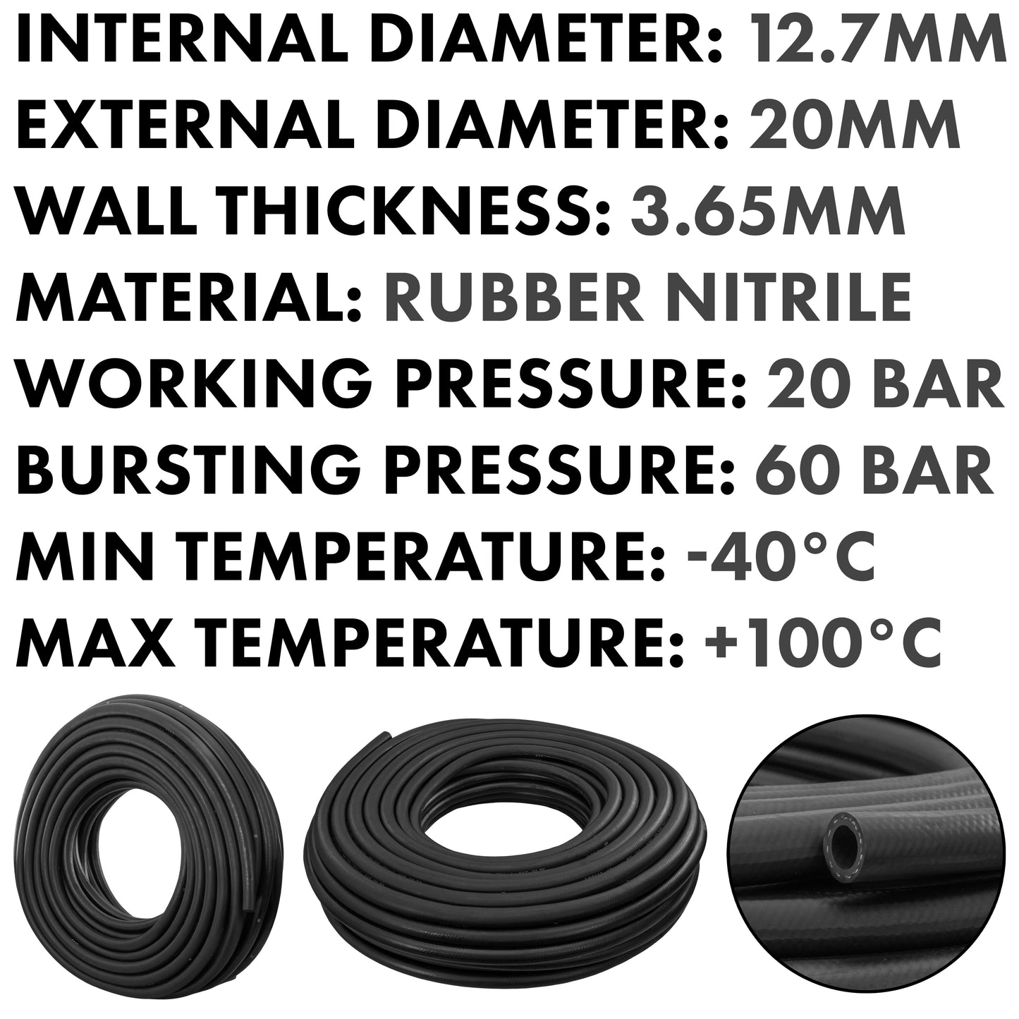 12.7mm Braided Rubber Fuel Hose, SAE J30 R6