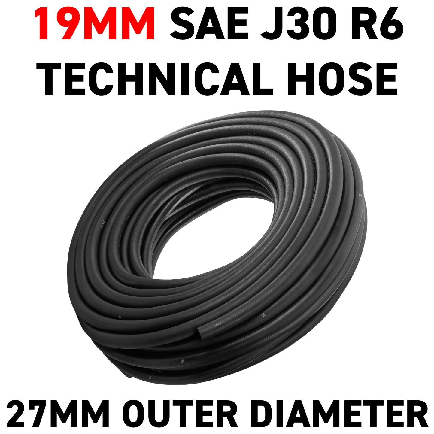 19mm Braided Rubber Fuel Hose, SAE J30 R6