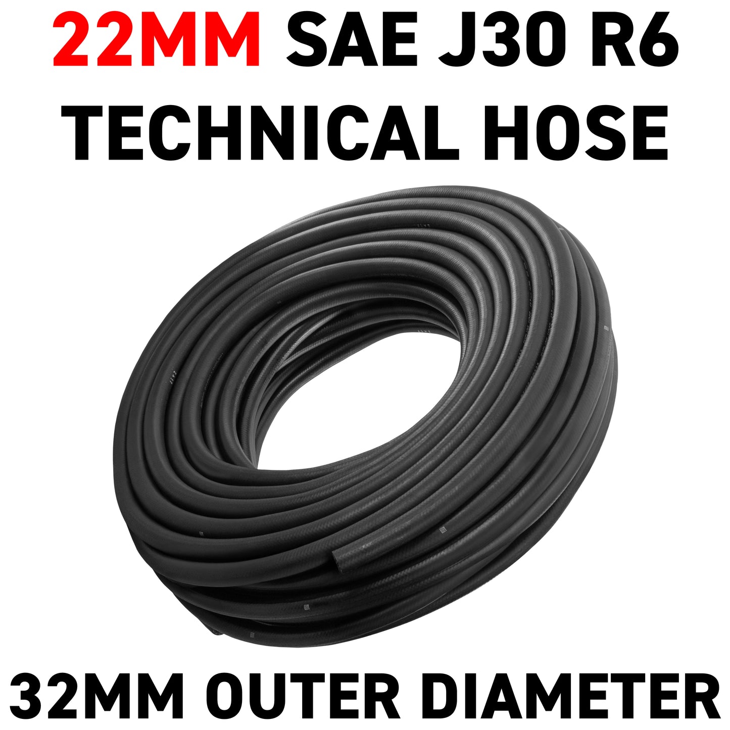 22mm Braided Rubber Fuel Hose, SAE J30 R6