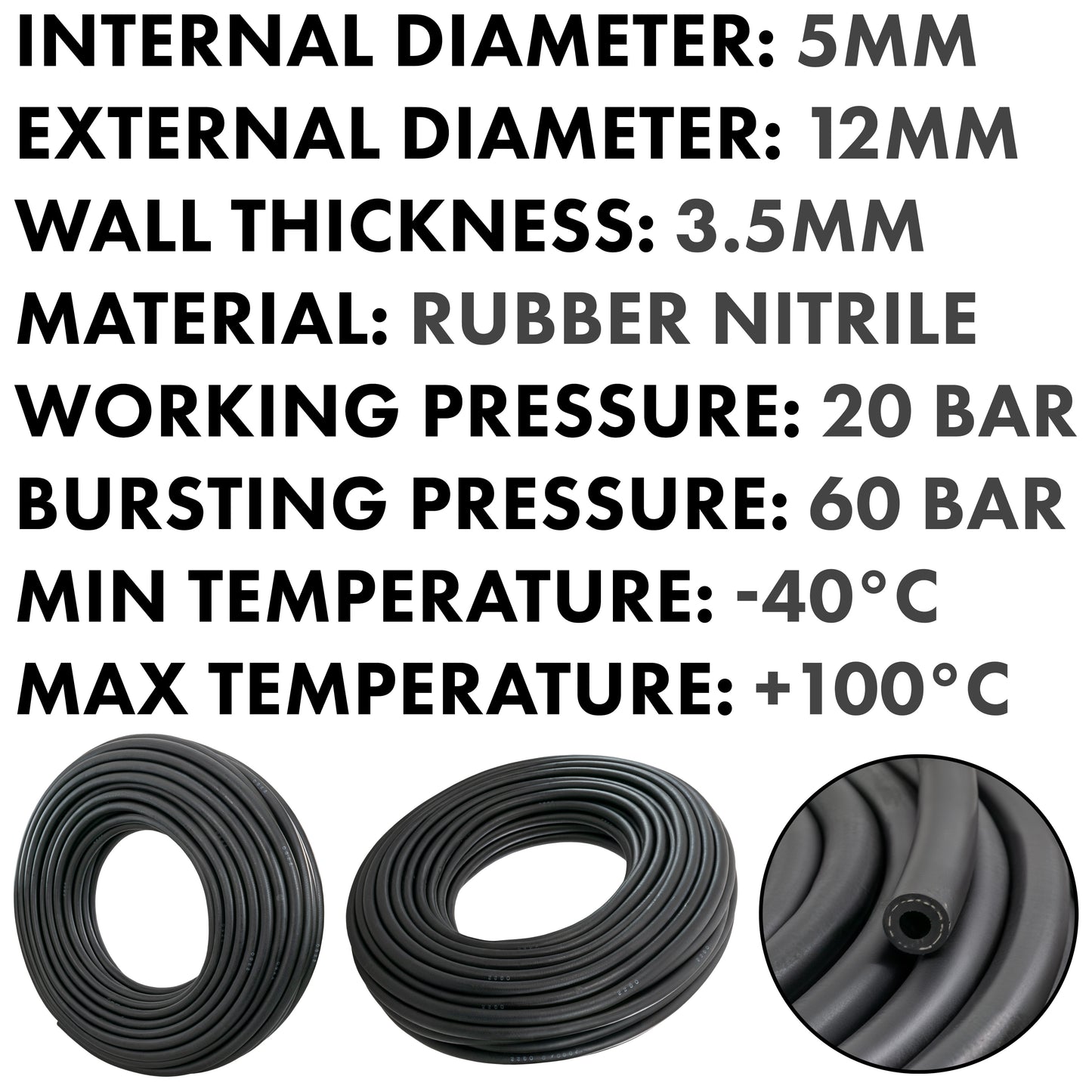 5mm Braided Rubber Fuel Hose, SAE J30 R6