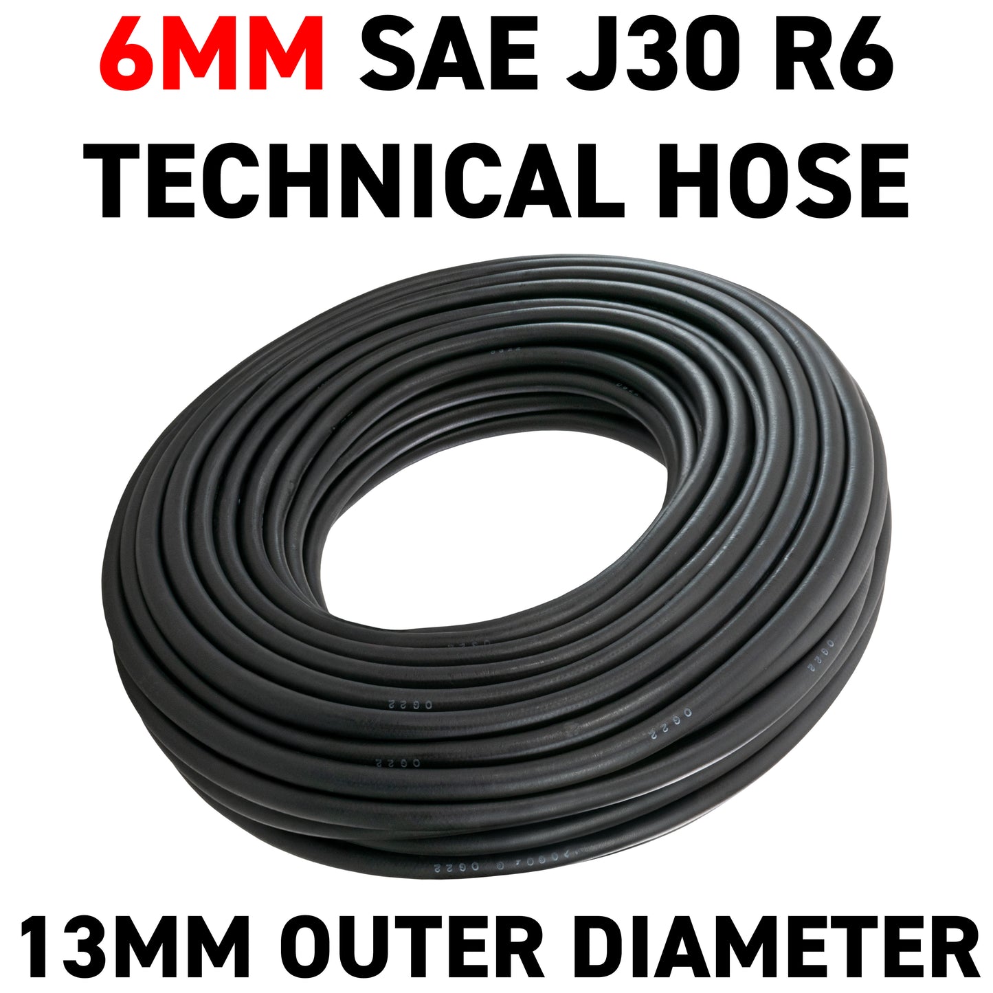 6mm Braided Rubber Fuel Hose, SAE J30 R6