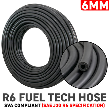 6mm Braided Rubber Fuel Hose, SAE J30 R6