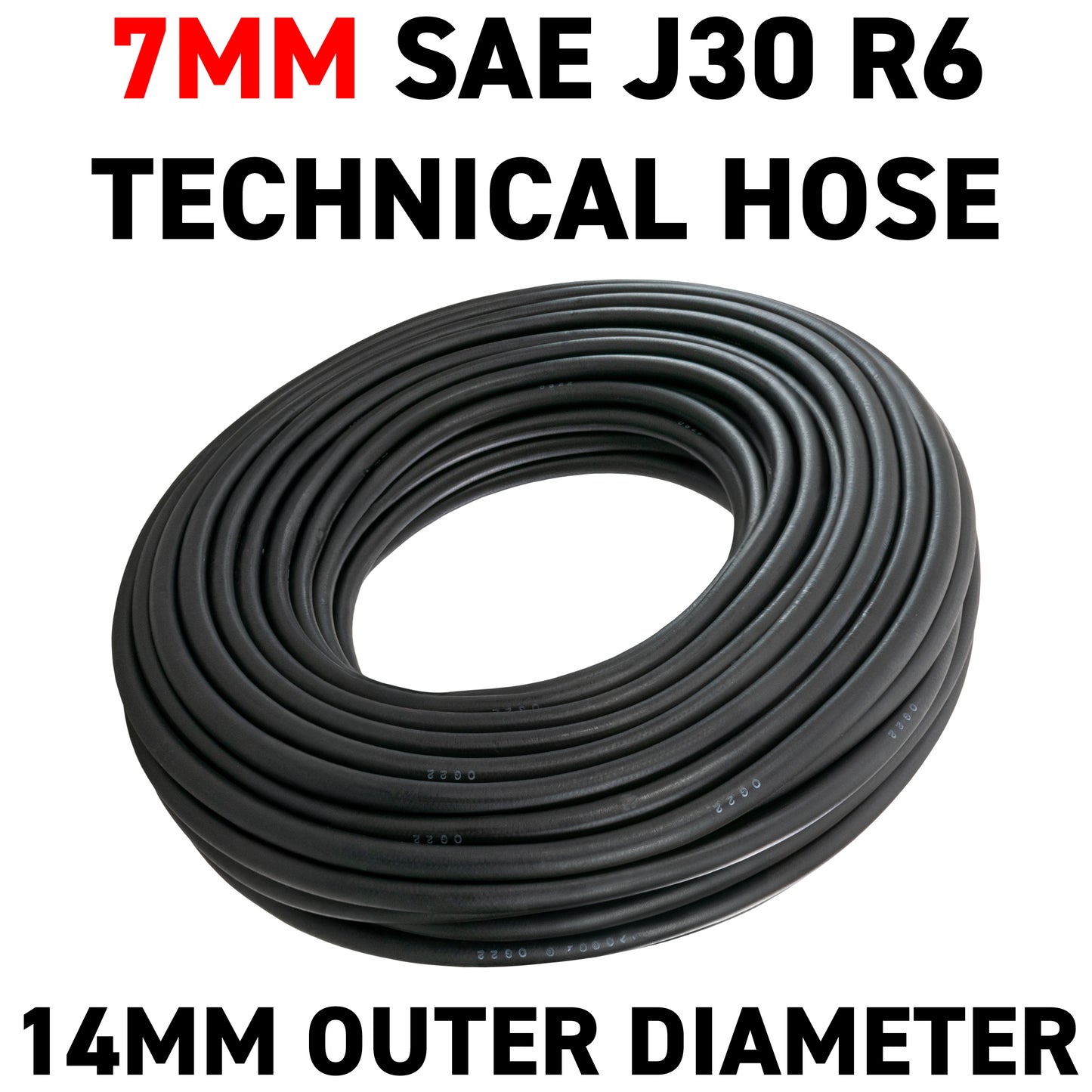 7mm Braided Rubber Fuel Hose, SAE J30 R6