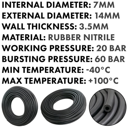 7mm Braided Rubber Fuel Hose, SAE J30 R6
