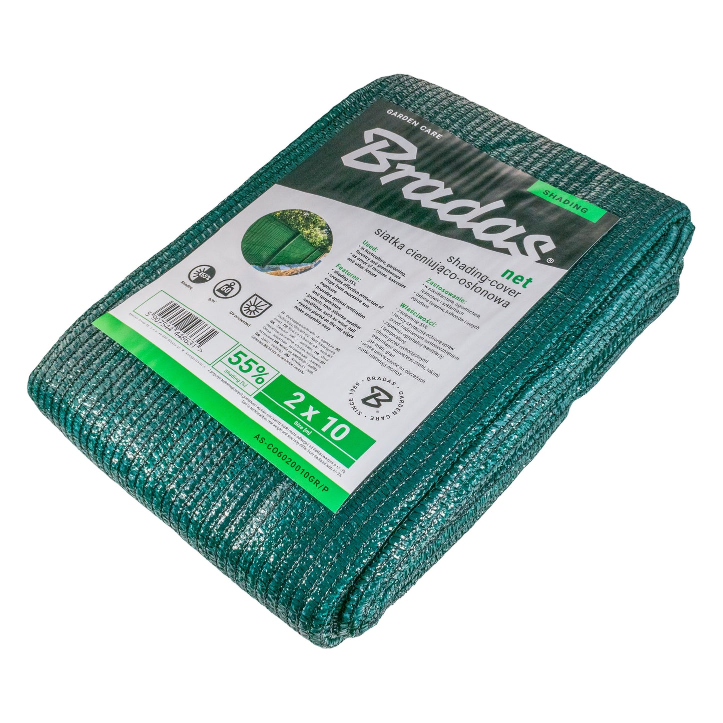 55% Garden Shade Net 60gsm Green 2m x 10m