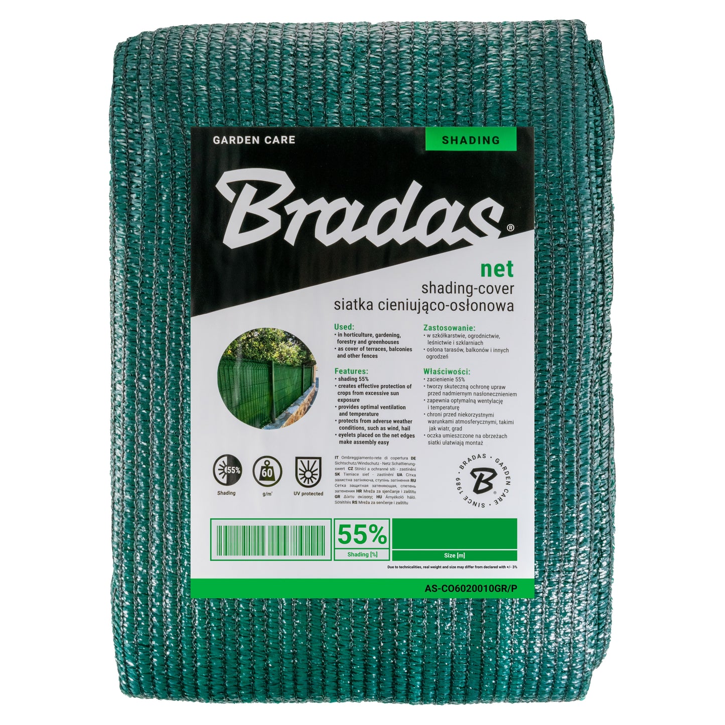 55% Garden Shade Net 60gsm Green 2m x 10m