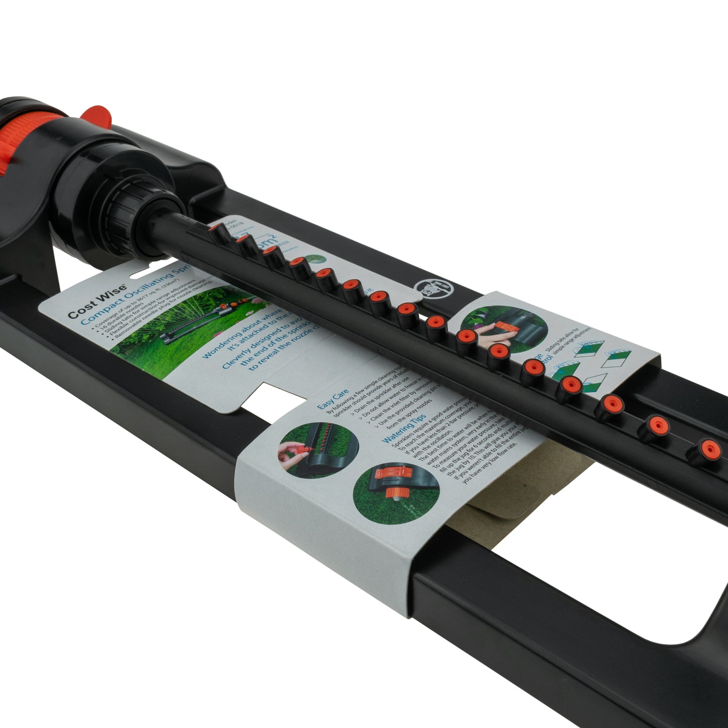 Oscillating Bar Sprinkler, Black & Orange