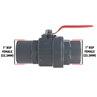 Polypropylene Lever Valve with Stainless Steel Ball, 1"