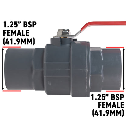 Polypropylene Lever Valve with Stainless Steel Ball, 1.25"