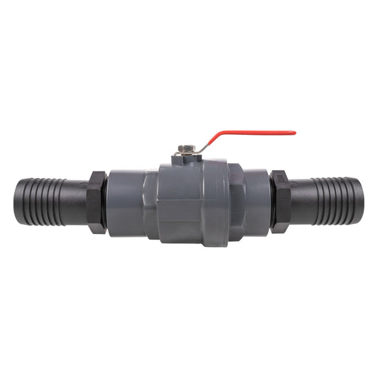 Stainless Steel Ball PP Valve & Barbed Outlet, 1.5"