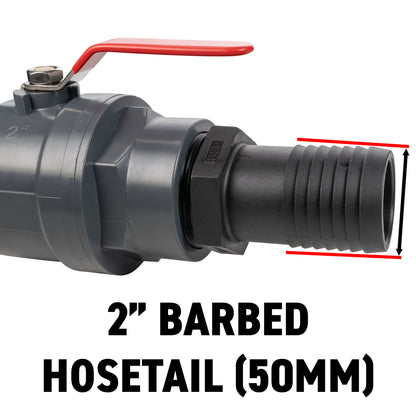 Stainless Steel Ball PP Valve & Barbed Outlet, 2"